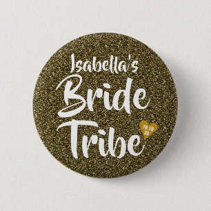 Badge Rond 5 Cm Bride Tribu Or Date Cœur Paillettes Personnalisé