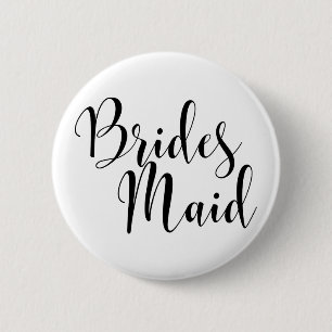 Badge Rond 5 Cm Bridesmaid 1 Typographie moderne du script noir (3