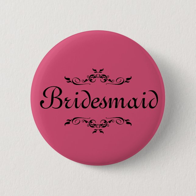 Badge Rond 5 Cm Bridesmaid à la frontière rose florale (Devant)