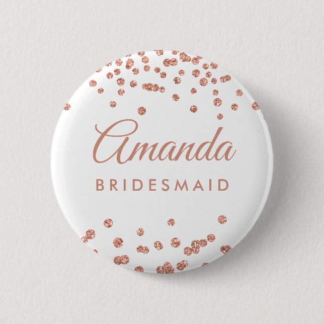 Badge Rond 5 Cm Bridesmaid Favoriser la Parties scintillant d'or R (Devant)