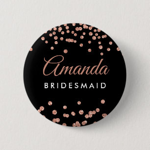Badge Rond 5 Cm Bridesmaid Favoriser Rose Gold Parties scintillant