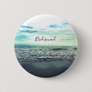 Badge Rond 5 Cm Bridesmaid Gift Party Favor Beach Océan Abstrait