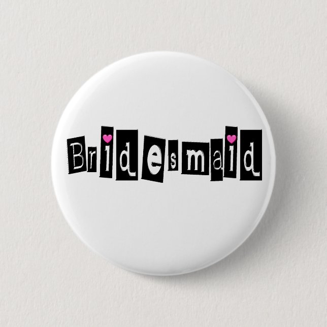 Badge Rond 5 Cm Bridesmaid (noir sq) (Devant)