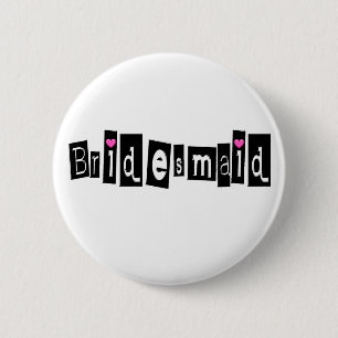 Badge Rond 5 Cm Bridesmaid (noir sq)