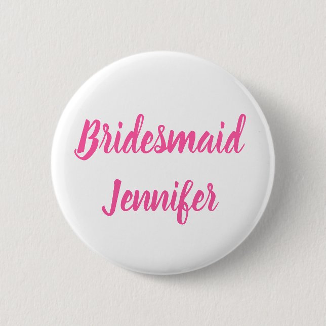 Badge Rond 5 Cm Bridesmaid Pink Custom Name Gifts Wedding  (Devant)