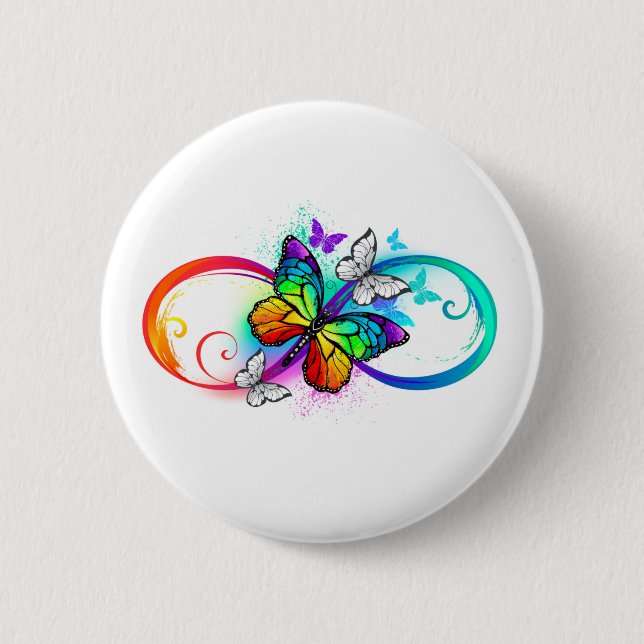 Badge Rond 5 Cm Bright infinity with rainbow butterfly (Devant)