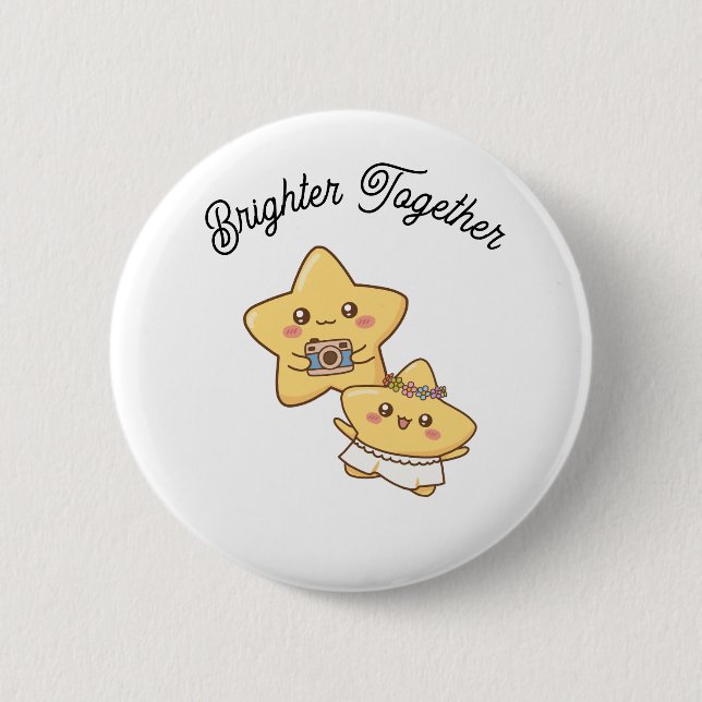 Badge Rond 5 Cm Brighter Together – Cute Couple Button Gift (Devant)