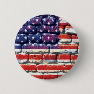 Badge Rond 5 Cm brique américaine