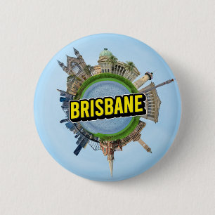 Badge Rond 5 Cm Brisbane petite planète monument architecture