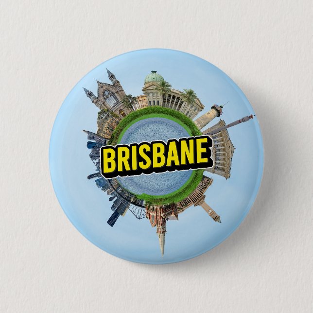 Badge Rond 5 Cm Brisbane petite planète monument architecture  (Devant)
