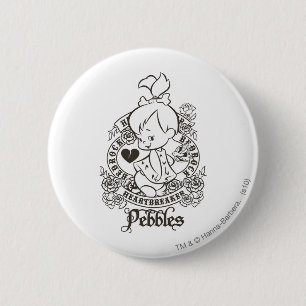 Badge Rond 5 Cm Brise-coeur PEBBLES™ B&W