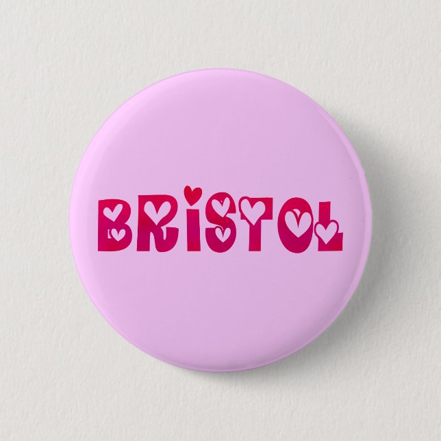 Badge Rond 5 Cm Bristol dans les coeurs (Devant)