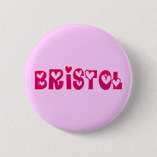 Badge Rond 5 Cm Bristol dans les coeurs