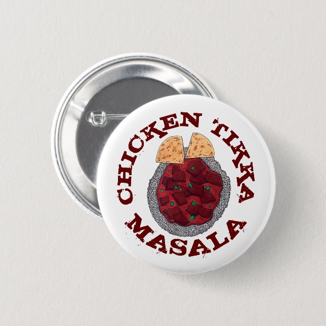 Badge Rond 5 Cm Britanniques Alimentation Indien Takeaway Poulet T (Devant & derrière)