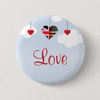 Badge Rond 5 Cm British American Love Hearts mariage royal