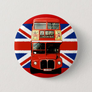 Badge Rond 5 Cm British Flag et London Bus Pin