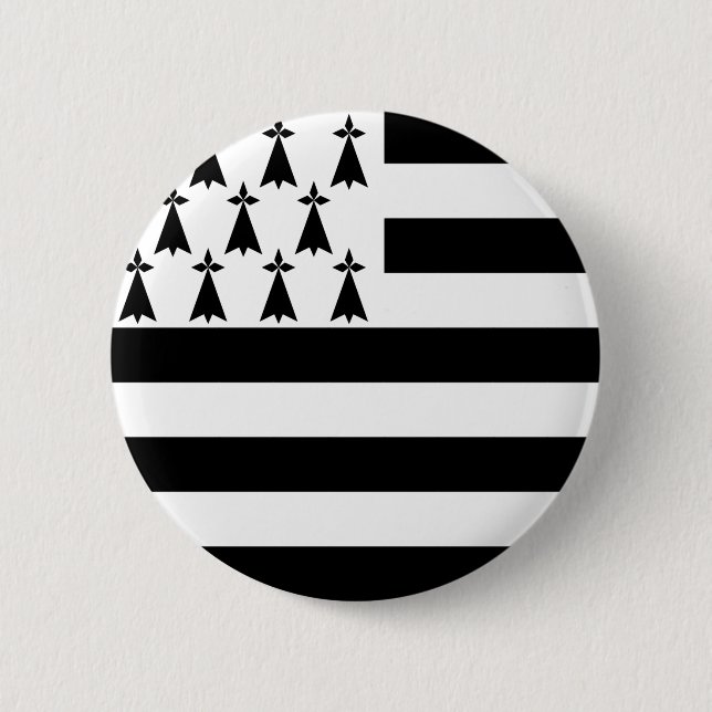 Badge Rond 5 Cm Brittany (Gwenn-ha-du) flag Button (Devant)