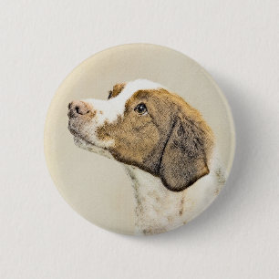 Badge Rond 5 Cm Brittany Paining - Un joli art original de chien