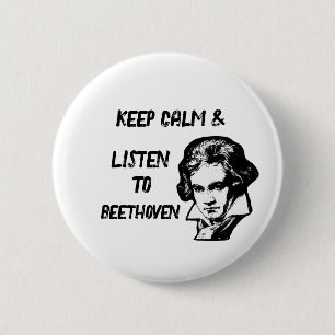 Badge Rond 5 Cm Broche Beethoven/