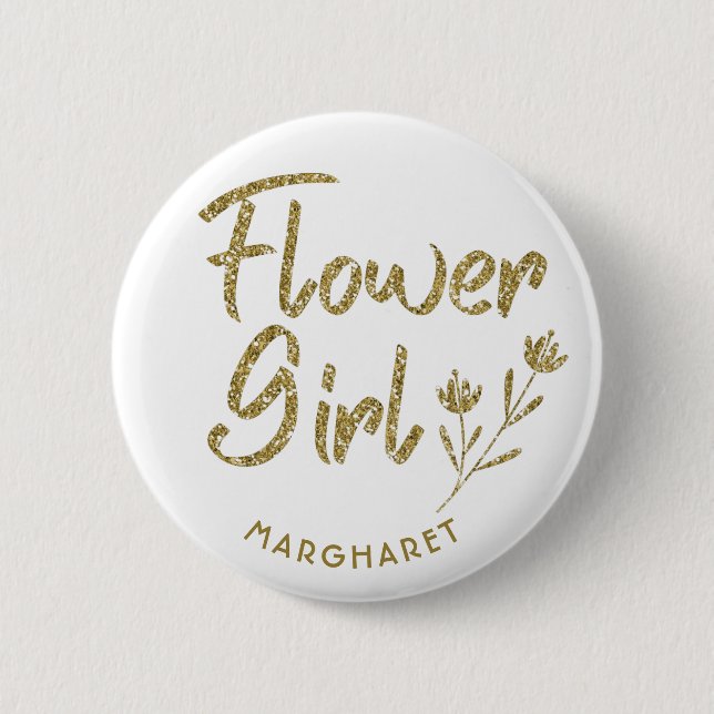 Badge Rond 5 Cm Broche de Fête des mariées Flower Girl (Devant)