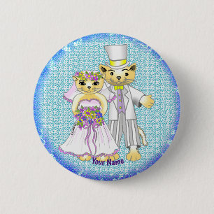 Badge Rond 5 Cm broche de nom personnalisé de la mariée du chat et
