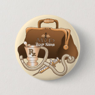 Badge Rond 5 Cm Broche de sac de médecin