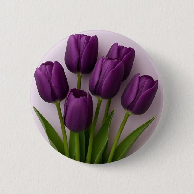Badge Rond 5 Cm Broche de tulipe violette (Devant)
