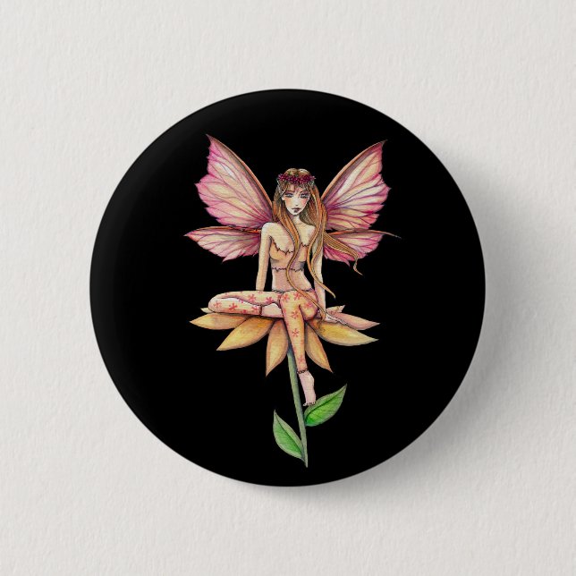 Badge Rond 5 Cm Broche du bouton de la fleur (Devant)