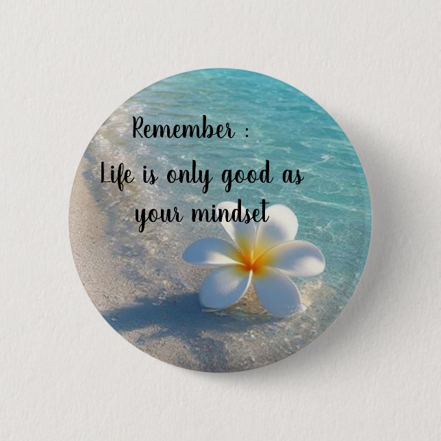 Badge Rond 5 Cm Broche fleur blanche avec un thème de plage  (Devant)
