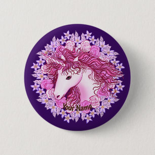 Badge Rond 5 Cm Broche Floral Alpha Unicorn
