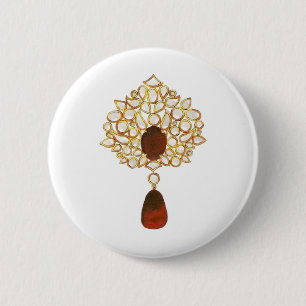 Badge Rond 5 Cm Broche Kundan & ruby