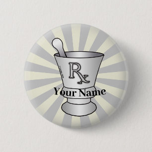 Badge Rond 5 Cm Broche mortier et pilon