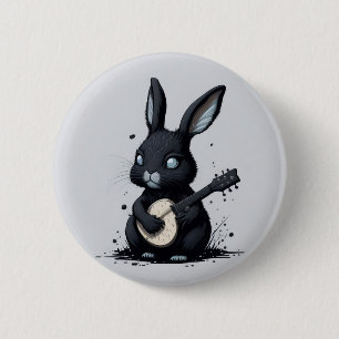 Badge Rond 5 Cm broche rabbin bunny guitare hobby drôle