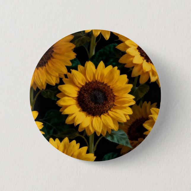 Badge Rond 5 Cm Broche tournesol distinctive (Devant)
