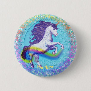 Badge Rond 5 Cm Broche Unicorn en gras
