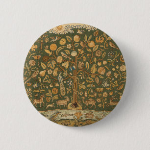 Badge Rond 5 Cm Broderie Anglaise Antique Tree of Life & Licorne