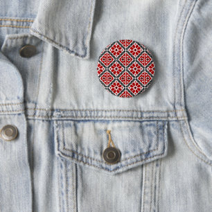 Badge Rond 5 Cm Broderie Ethnique Slave, Traditionnelle Balkanique