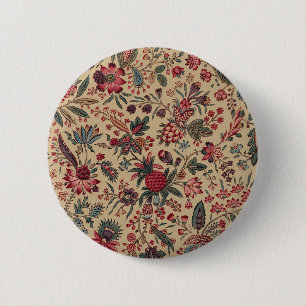 Badge Rond 5 Cm Broderie Florale Ancienne de Décoration d'Ameublem