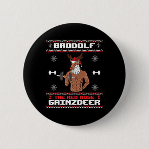 Badge Rond 5 Cm Brodolf Le Nose Rouge Gainzdeer Gym Gros Noël