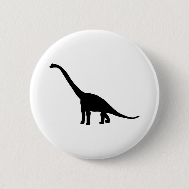 Badge Rond 5 Cm Brontosaure de dinosaure noir et blanc (Devant)