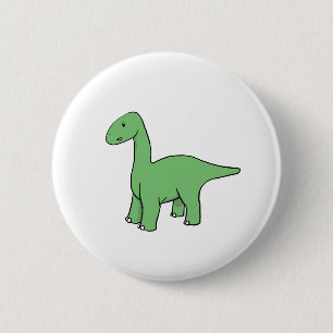 Badge Rond 5 Cm Brontosaure vert mignon