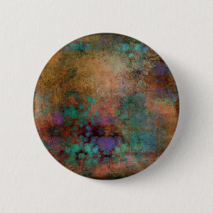 Badge Rond 5 Cm Bronze, Turquoise, violet Abstrait