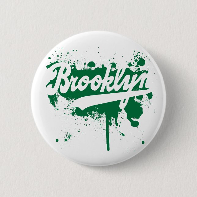 Badge Rond 5 Cm Brooklyn a peint le bouton vert (Devant)