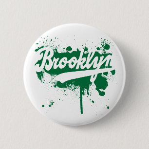 Badge Rond 5 Cm Brooklyn a peint le bouton vert