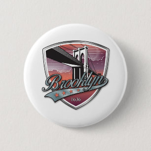 Badge Rond 5 Cm Brooklyn Design argent métal