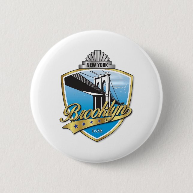 Badge Rond 5 Cm Brooklyn Design Gold (Devant)
