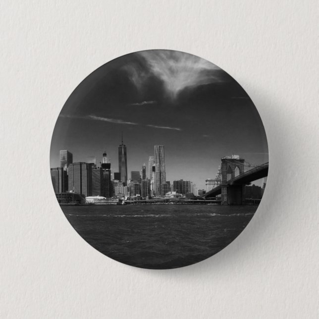 Badge Rond 5 Cm Brooklyn noir panoramique (Devant)