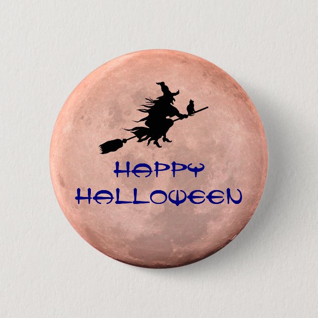 Badge Rond 5 Cm Broomstick Witchy Moon Witch Pin Button (Devant)