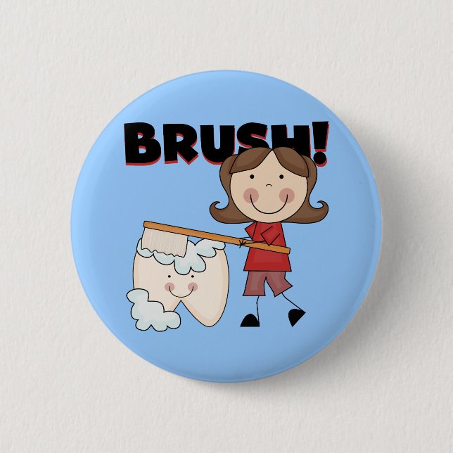 Badge Rond 5 Cm BROSSE - fille avec des T-shirts et des cadeaux de (Devant)