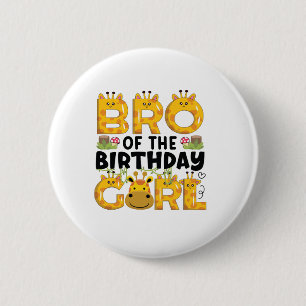 Badge Rond 5 Cm Brother 1er anniversaire fille Giraffe Theme Party